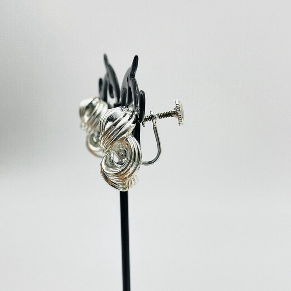 LISNER Floral Ribbon Earrings Screwback Silver Tone Classic Career Cosplay LARP - Picture 7 of 10